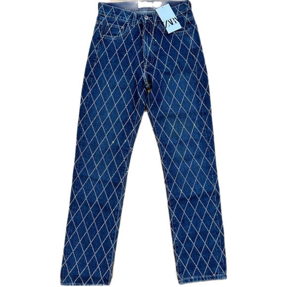 ZARA 2 PCs LIMITED EDITION JEWEL TRF JEANS + CROP TOP - Picture 5 of 6